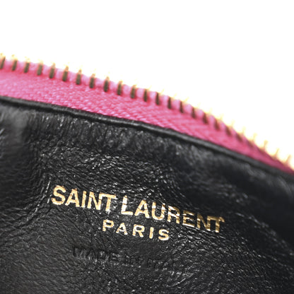 Saint Laurent Grain De Poudre Matelasse Chevron Monogram Fragments Zippered Card Case Fresh Fuxia 6 of 10