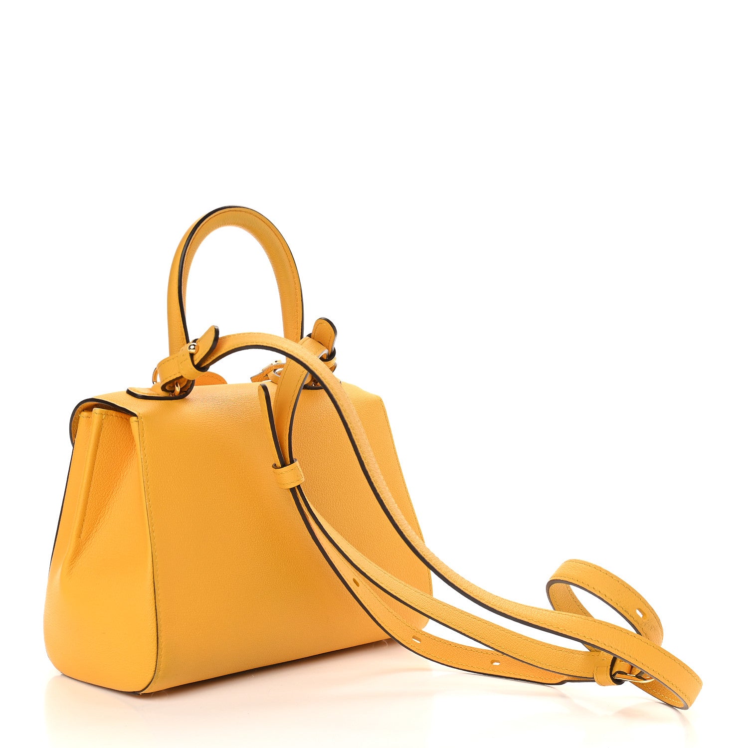 Delvaux Grained Calfskin Mini Brillant Satchel Yellow 2 of 9