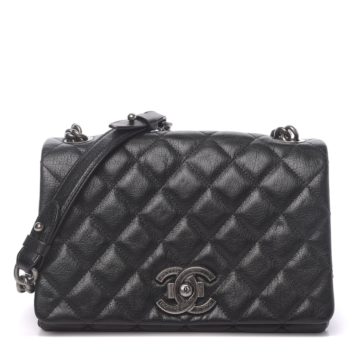 Goatskin Quilted Medium City Rock Flap Black