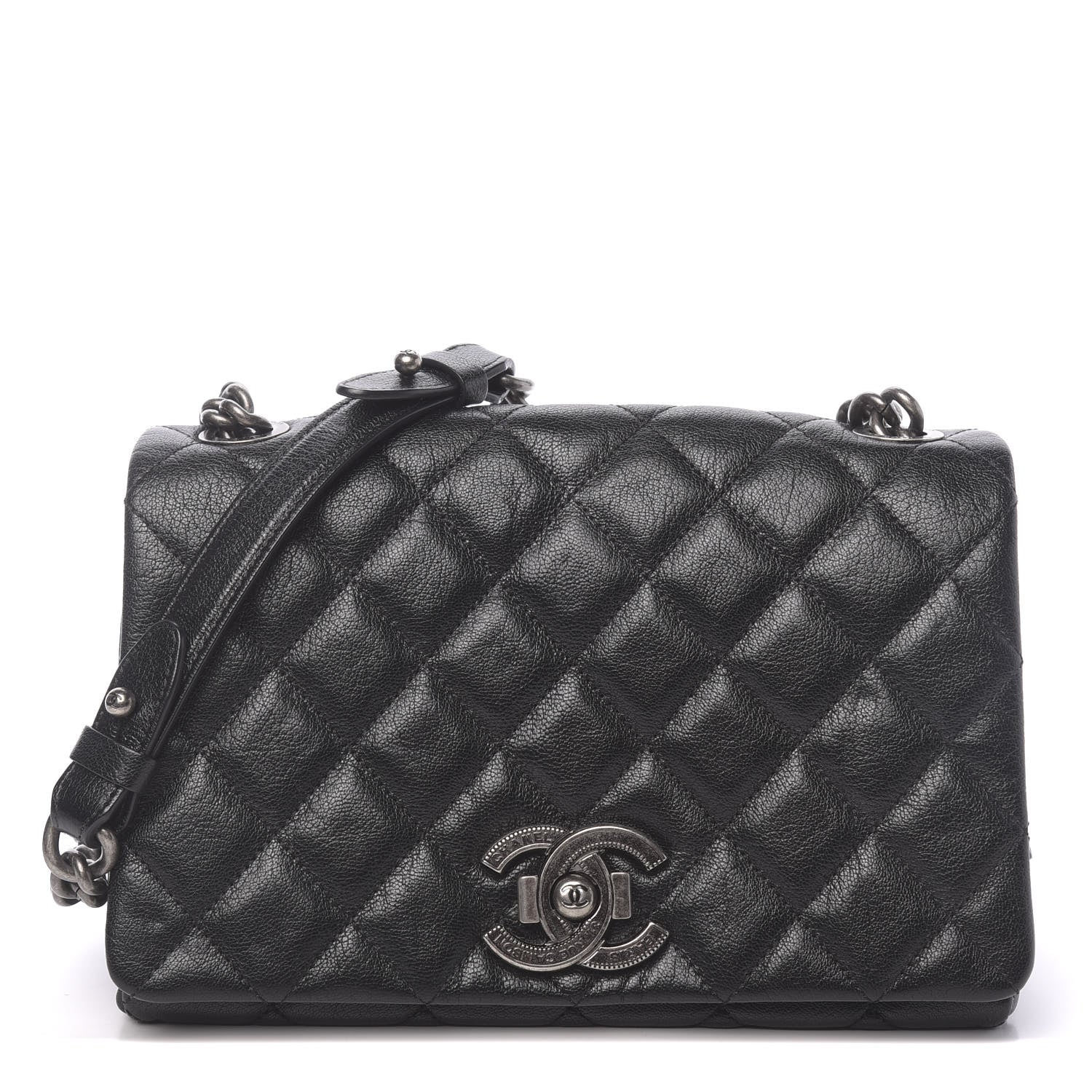 Chanel Goatskin Quilted Medium City Rock Flap Black 1 of 10