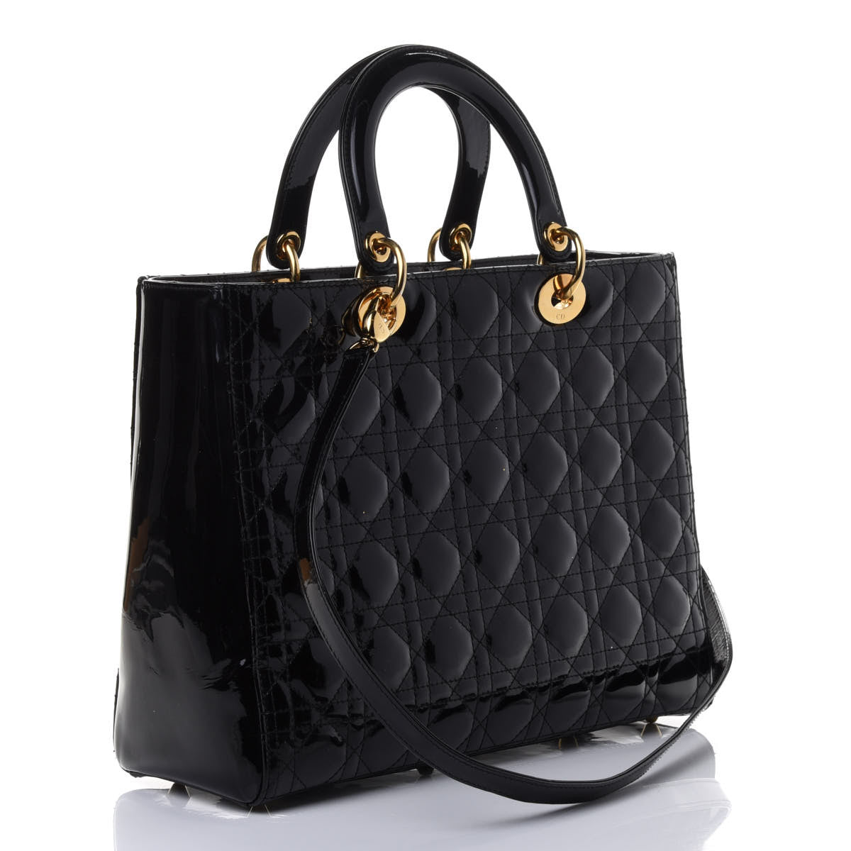 Christian Dior Patent Cannage Large Lady Dior Black 2 of 5