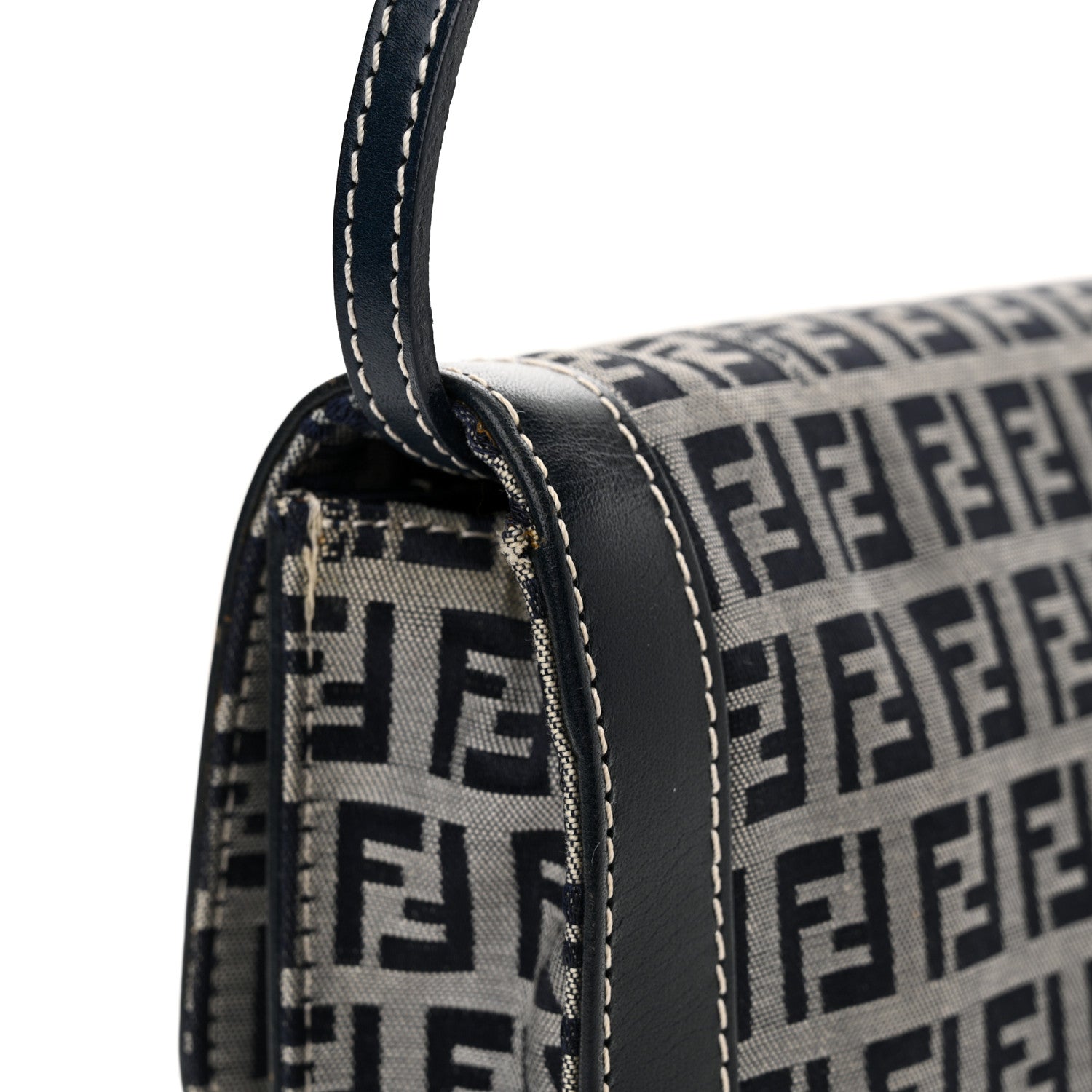 Fendi Zucchino Baguette Shoulder Bag Navy 11 of 11