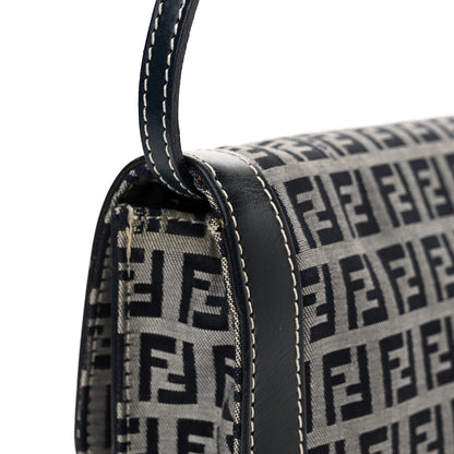 Fendi Zucchino Baguette Shoulder Bag Navy 11 of 11
