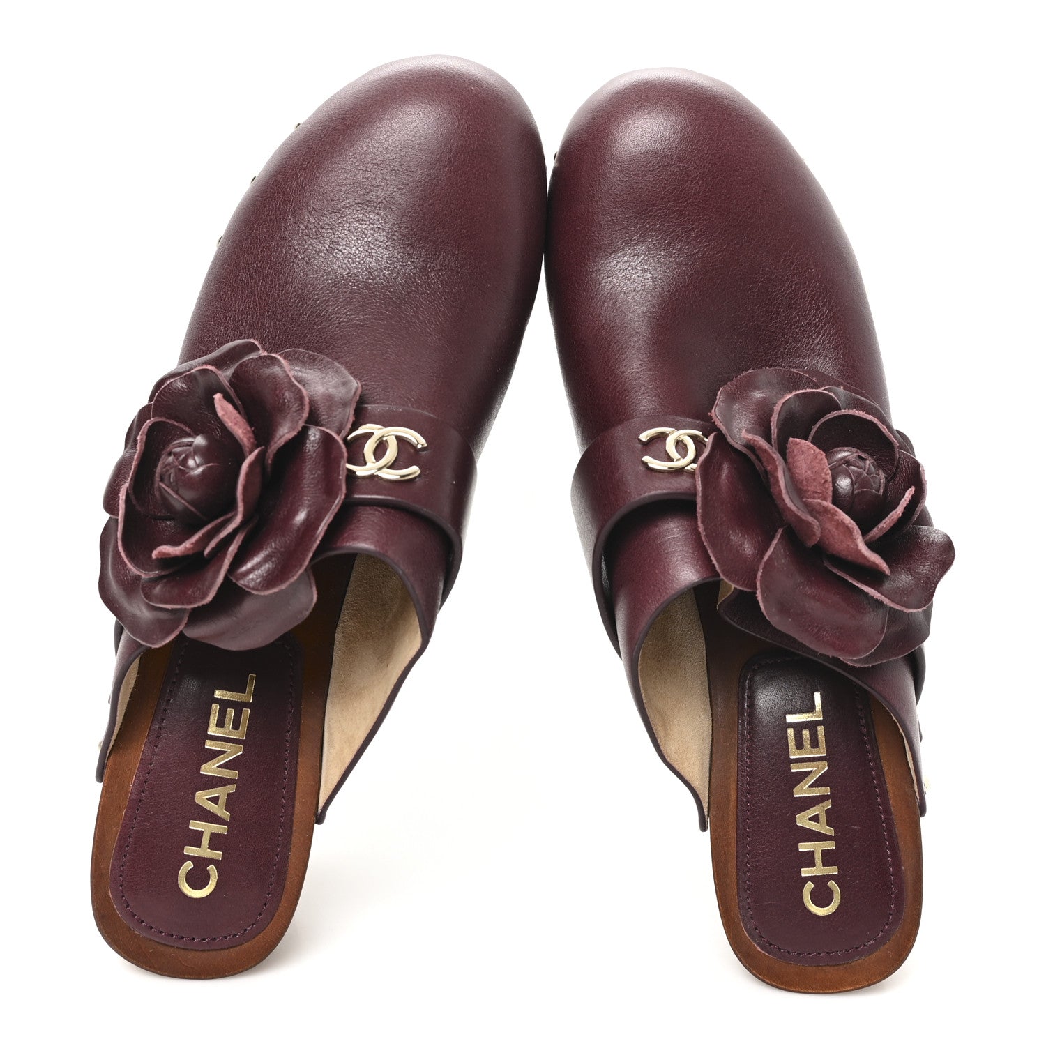 Chanel Calfskin Camellia Clogs 38 Dark Purple 2 of 9