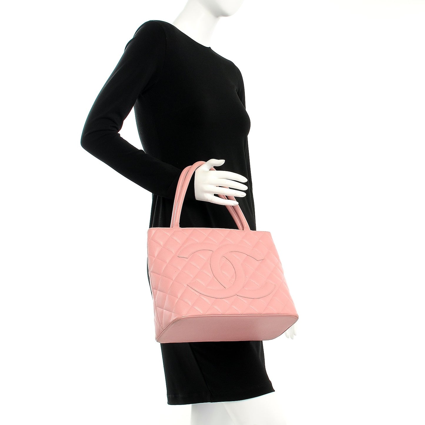 Caviar Quilted Medallion Tote Light Pink