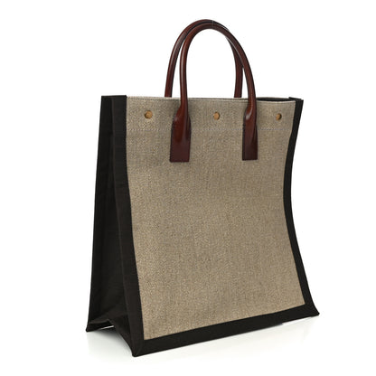 Saint Laurent Linen Calfskin Rive Gauche North South Tote Natural 3 of 9