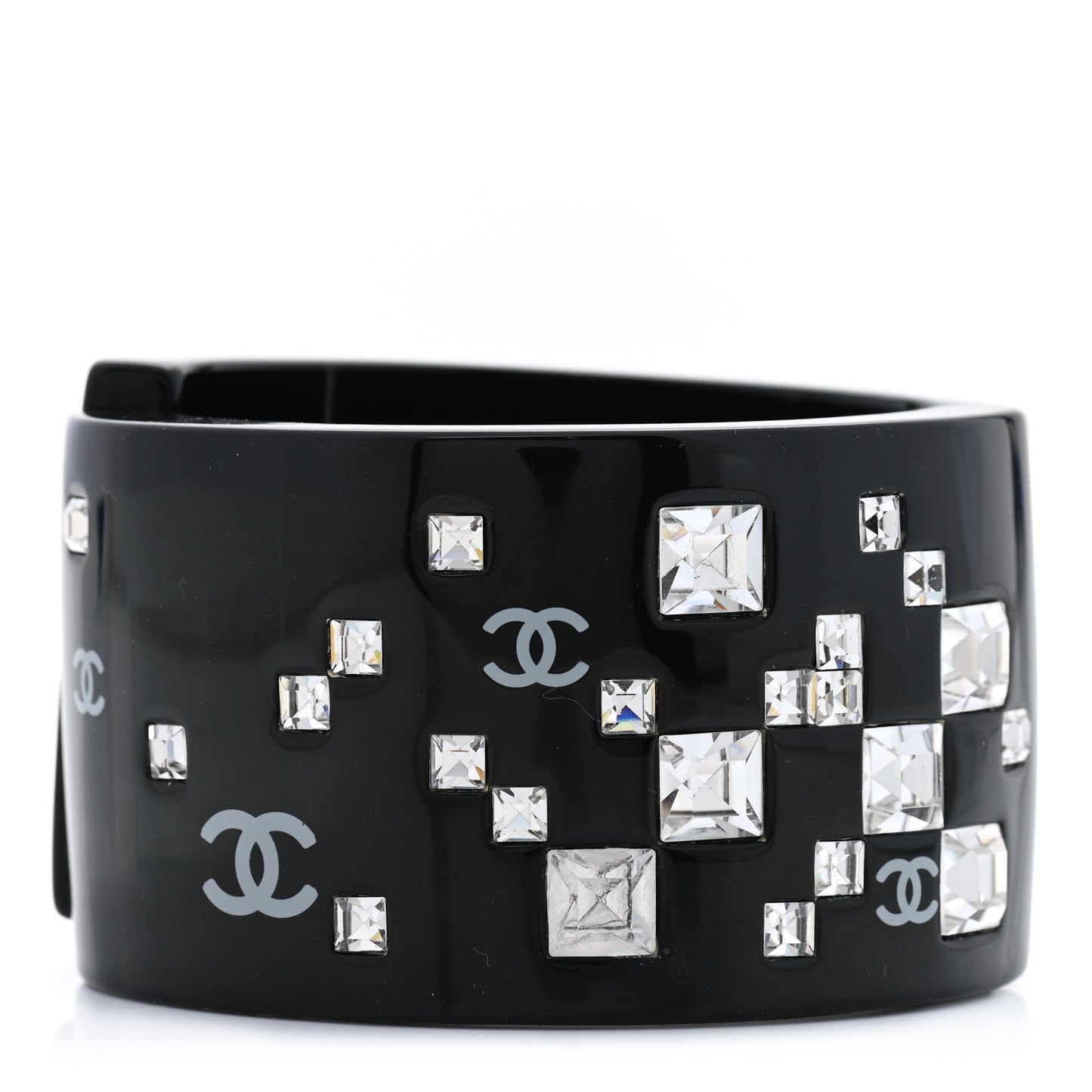 Resin Baguette Crystal CC Cuff Black