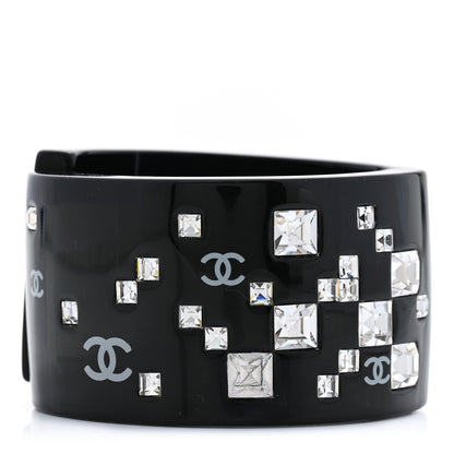 Chanel Resin Baguette Crystal CC Cuff Black 1 of 6