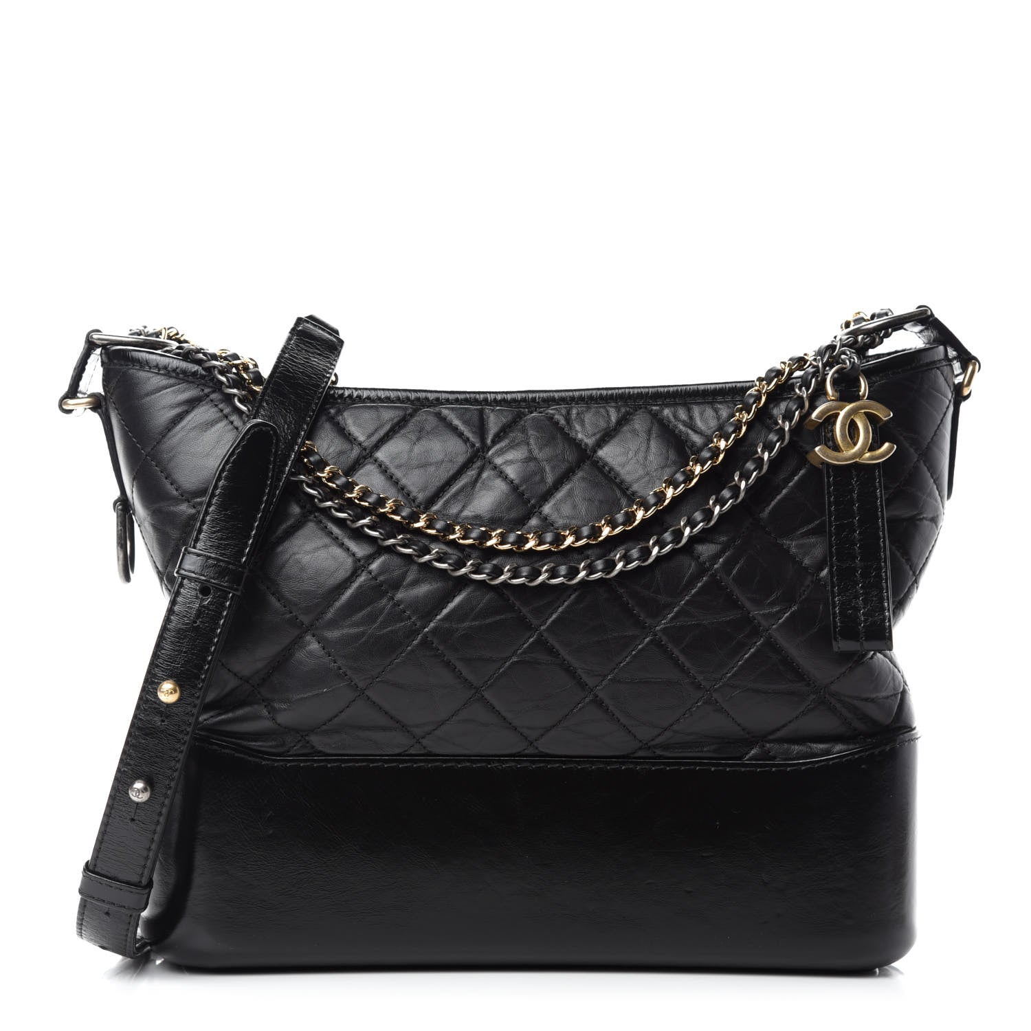 Chanel Aged Calfskin Quilted Medium Gabrielle Hobo Black 1 of 10