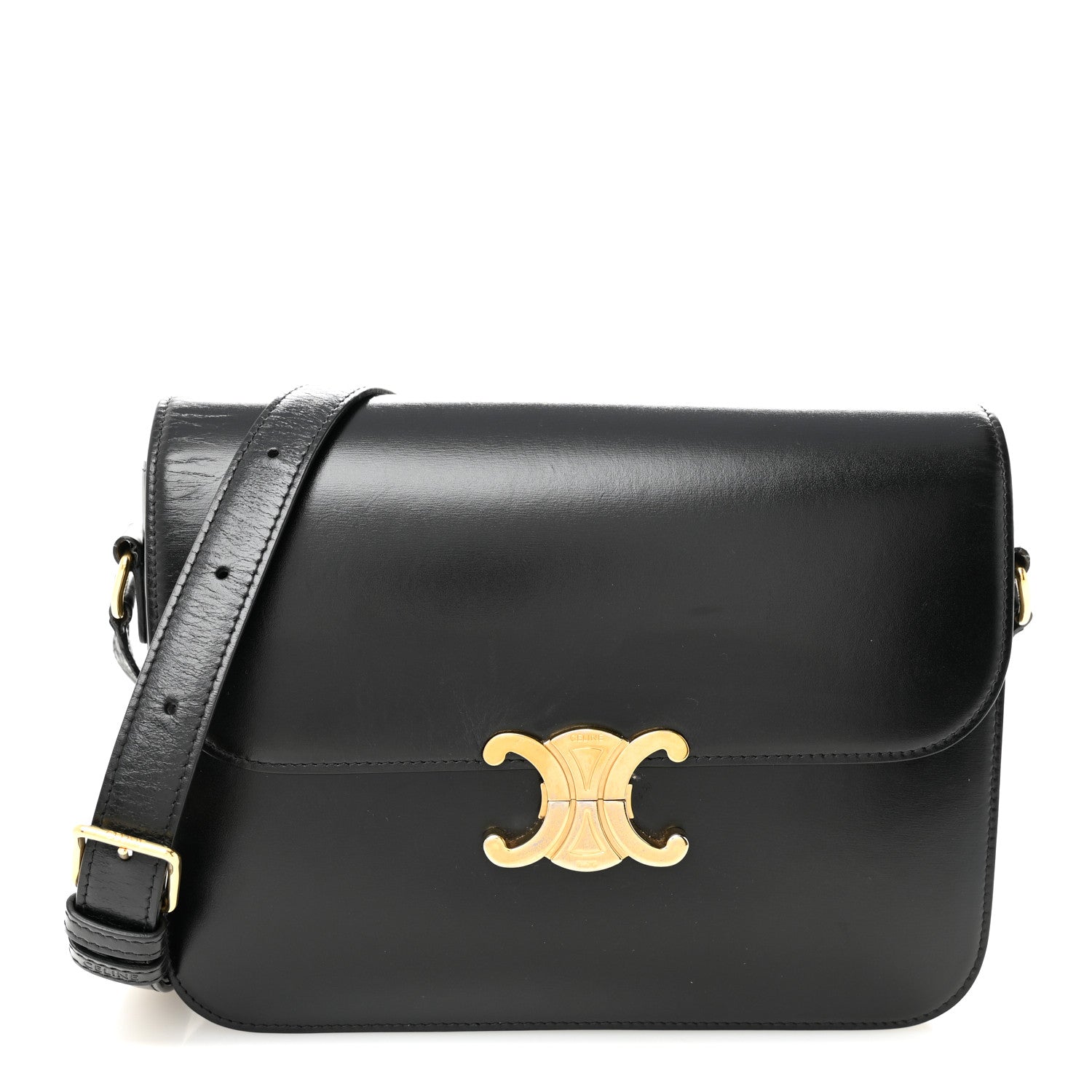 Celine Shiny Calfskin Large Triomphe Black 1 of 12