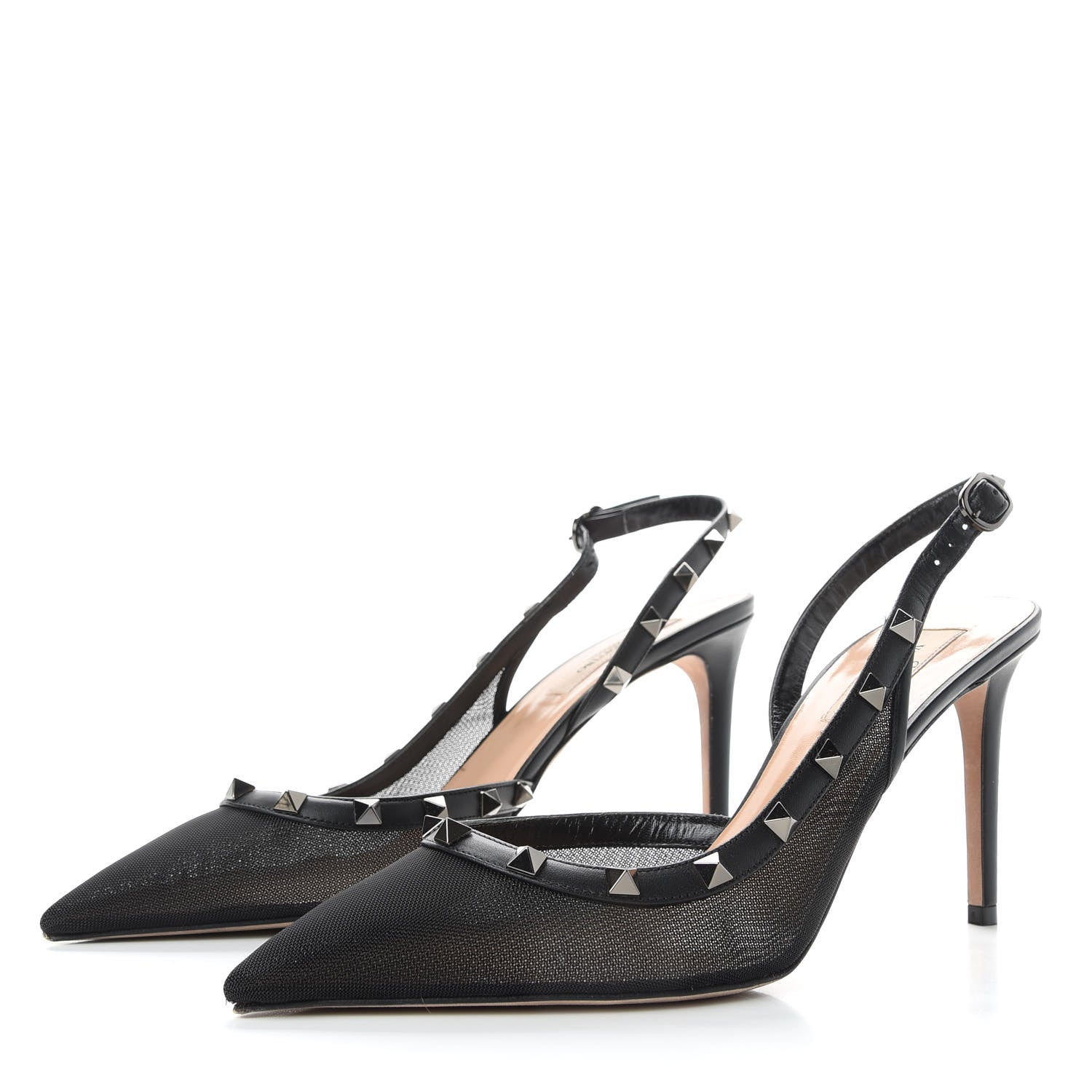 Valentino Garavani Mesh Rockstud Half D'Orsay Slingback 85mm Pumps 40 Black 3 of 8