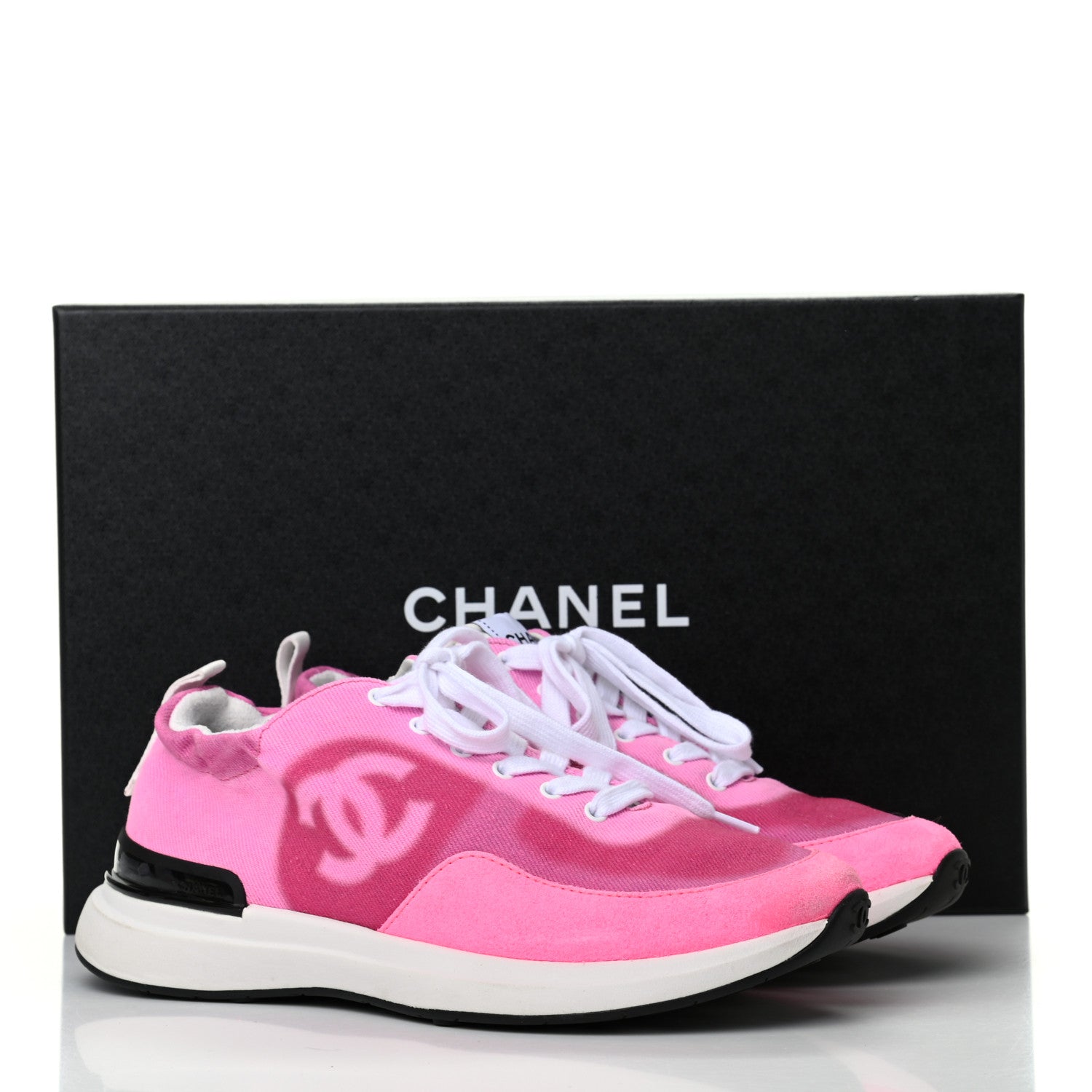 Chanel Denim Suede Calfskin Womens CC Sneakers 37 Pink 8 of 8