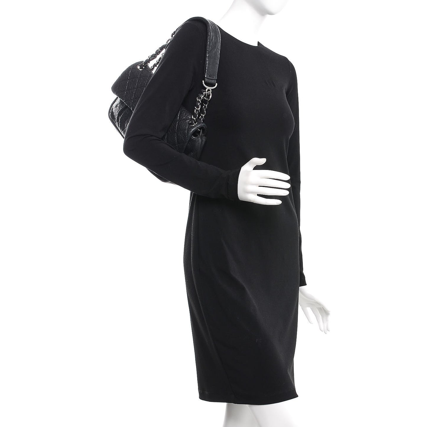 Distressed Lambskin Lady Braid Flap Black