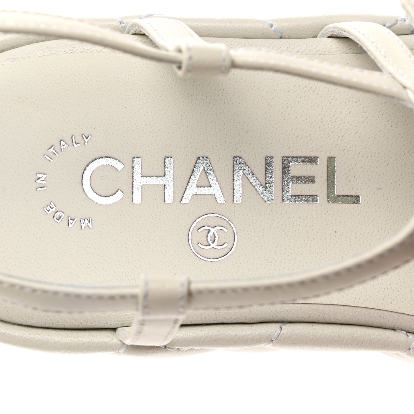 Calfskin Quilted Wedge Logo Sandals 37 White