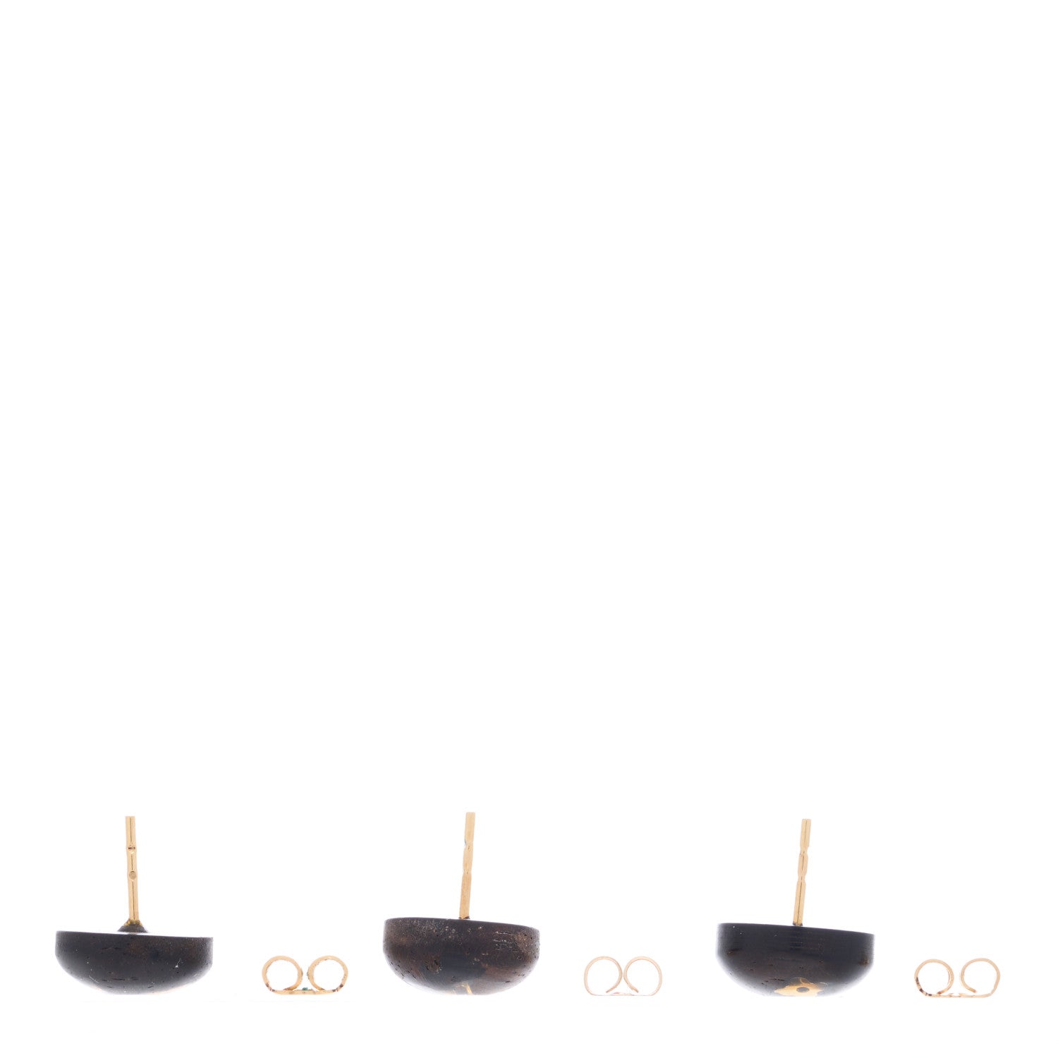 Louis Vuitton Tiger Wood Brass Silvania Stud Earrings Set of 3 3 of 3