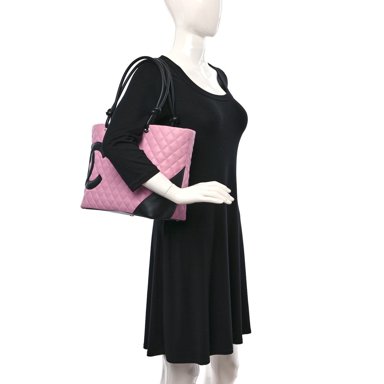 Chanel Calfskin Quilted Large Cambon Tote Pink Black 2 of 10