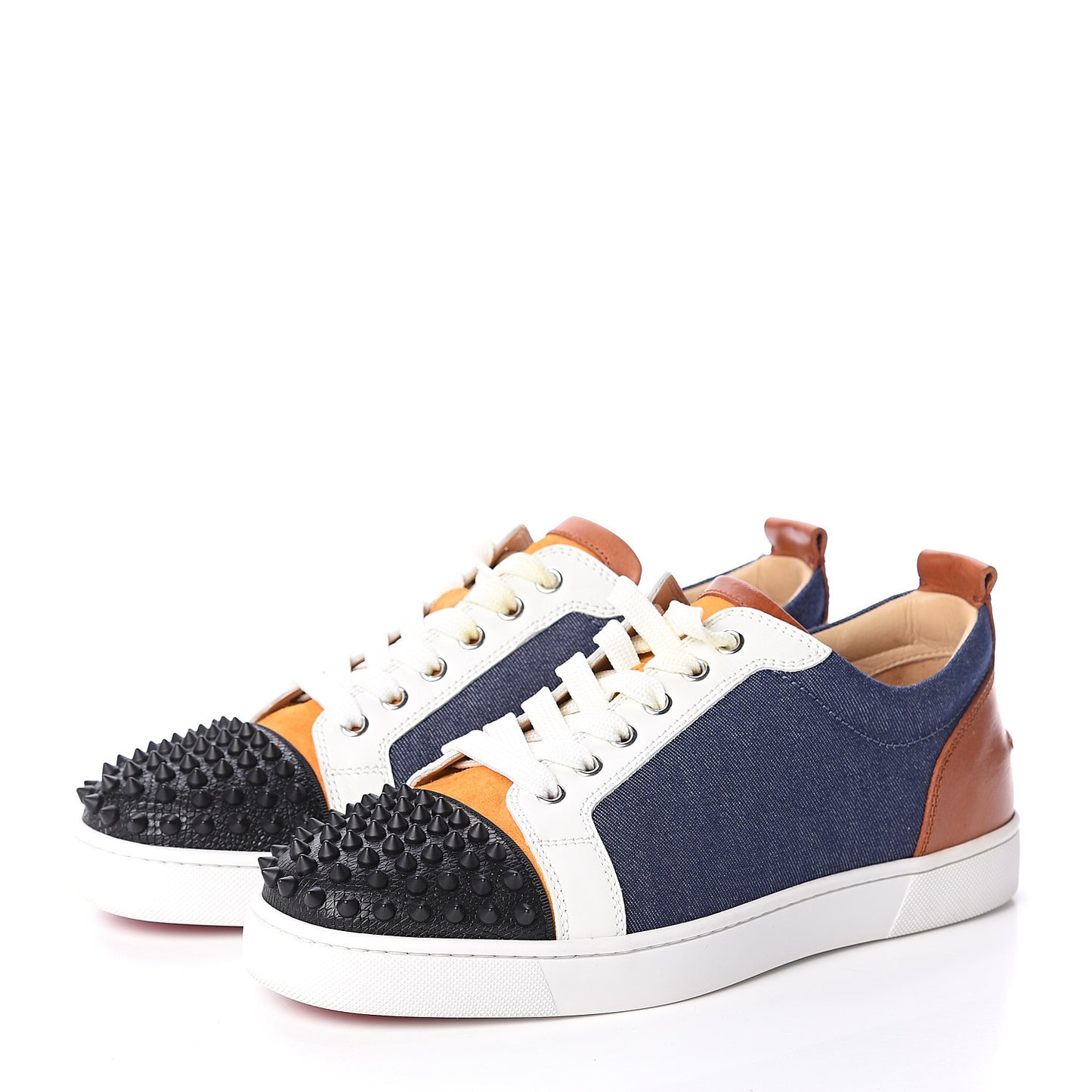 Denim Veau Velours Nappa Mens Louis Junior Spikes Flat Sneakers 41 Blue Full Moon Multicolor