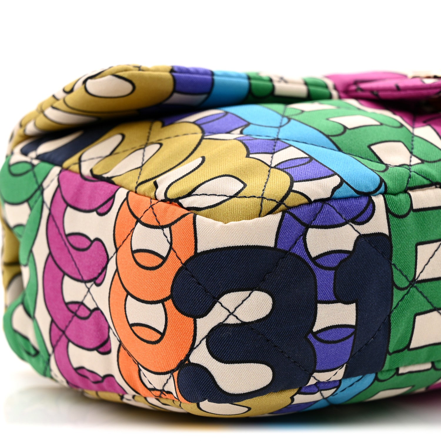 Chanel Printed Fabric Quilted Logo Single Flap Bag Multicolor 9 of 11
