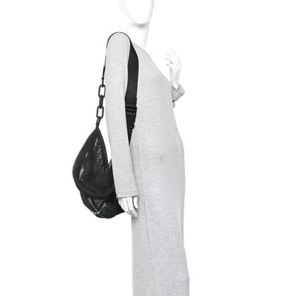 Alexander Wang Nylon Mesh Logo Printed Attica Gym Shoulder Bag Black 2 of 11