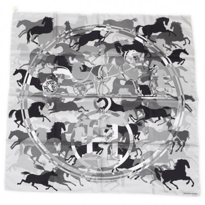 Hermes Silk Ex-Libris En Camouflage Scarf 90 Gris Perle 1 of 8