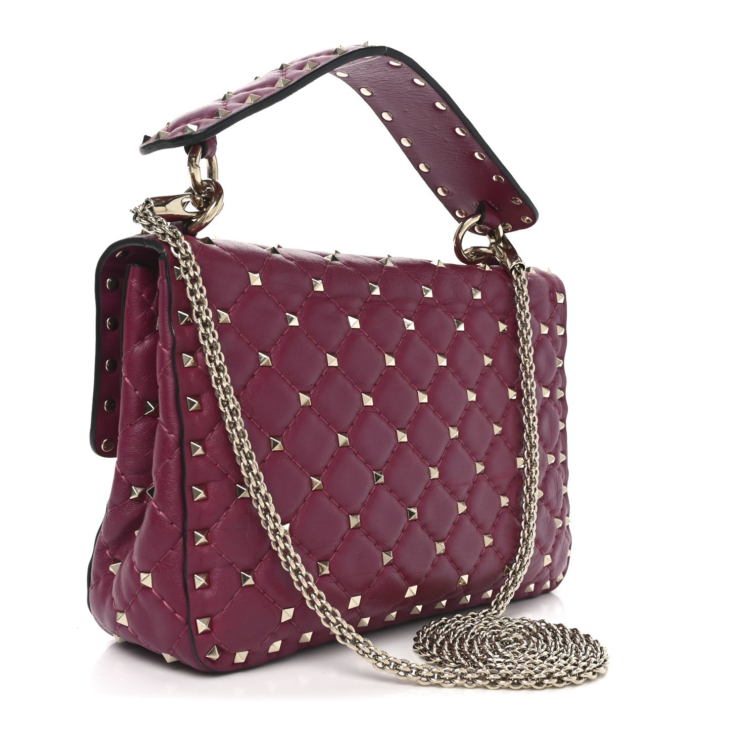 Nappa Medium Rockstud Spike Shoulder Bag Camelia