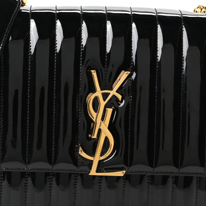 Saint Laurent Patent Matelasse Monogram Large Vicky Chain Bag Black 7 of 9