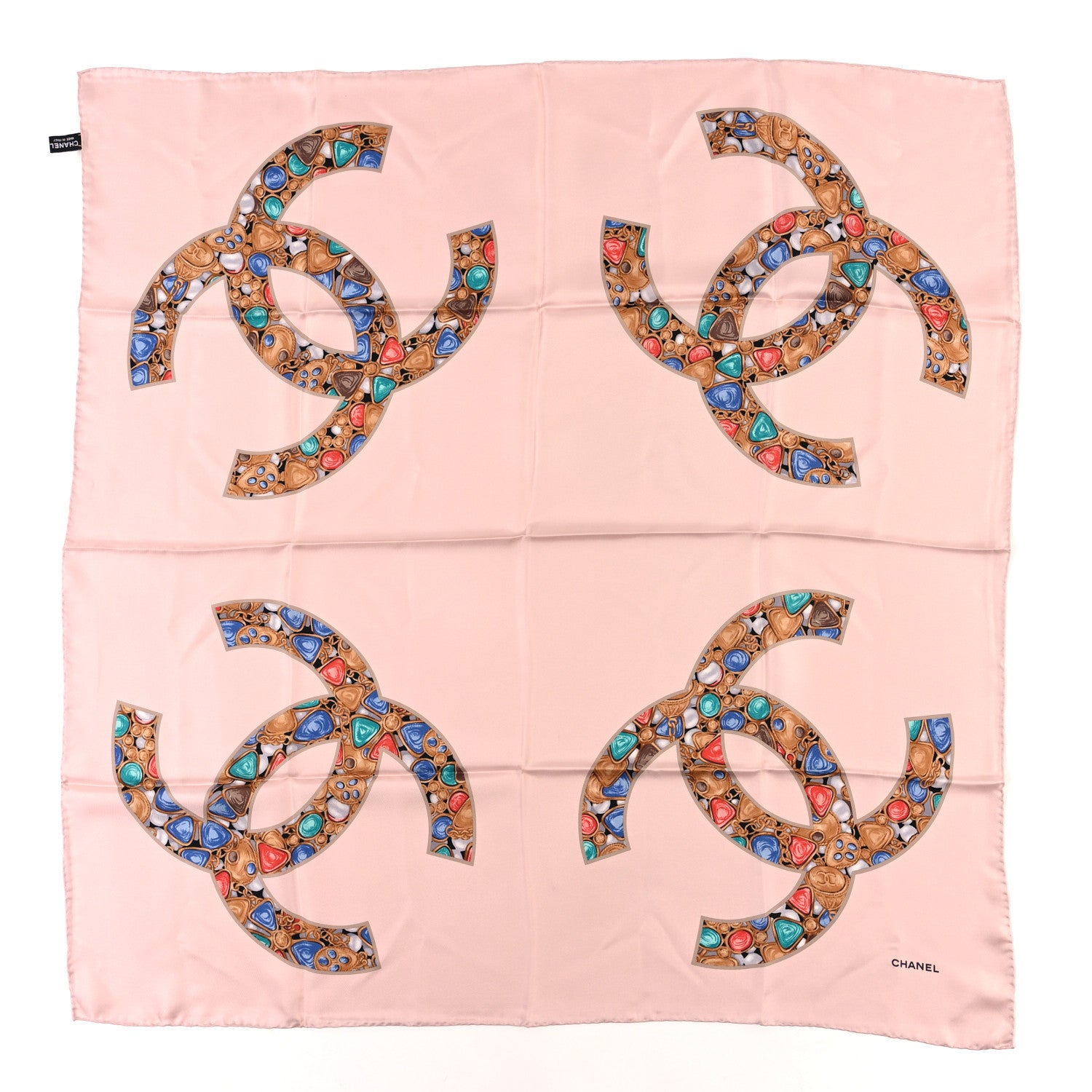 Chanel Silk CC Logo Square Scarf Light Pink Multicolor 1 of 3