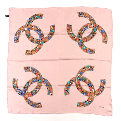 Chanel Silk CC Logo Square Scarf Light Pink Multicolor 1 of 3