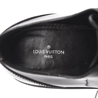 Louis Vuitton Patent Calfskin Blooms Flat Derby Platform Shoes 39 Black 8 of 9