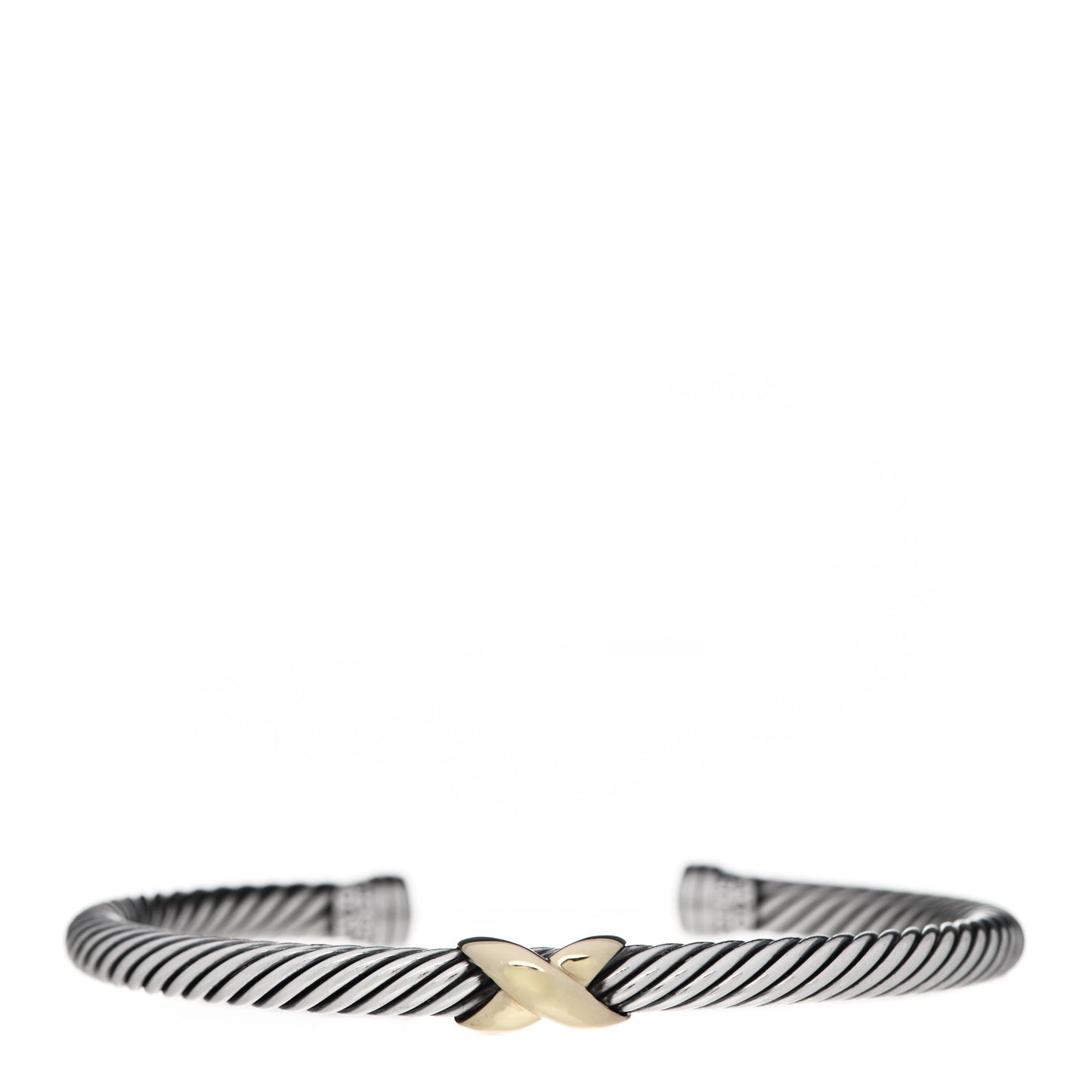 Sterling Silver 14K Yellow Gold 5mm X Station Cable Bracelet