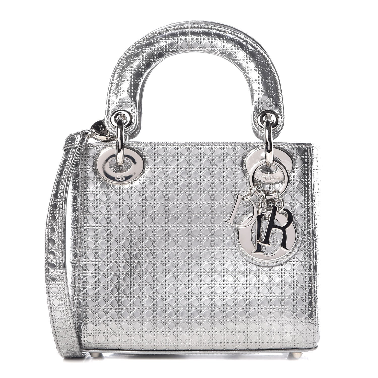 Christian Dior Metallic Patent Micro-Cannage Mini Lady Dior Silver 1 of 6