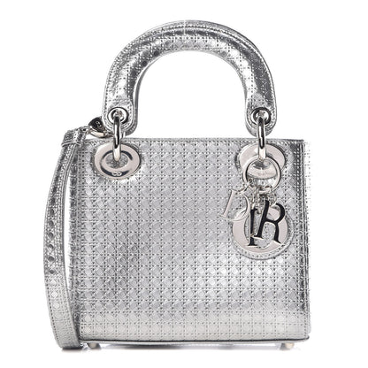 Christian Dior Metallic Patent Micro-Cannage Mini Lady Dior Silver 1 of 6