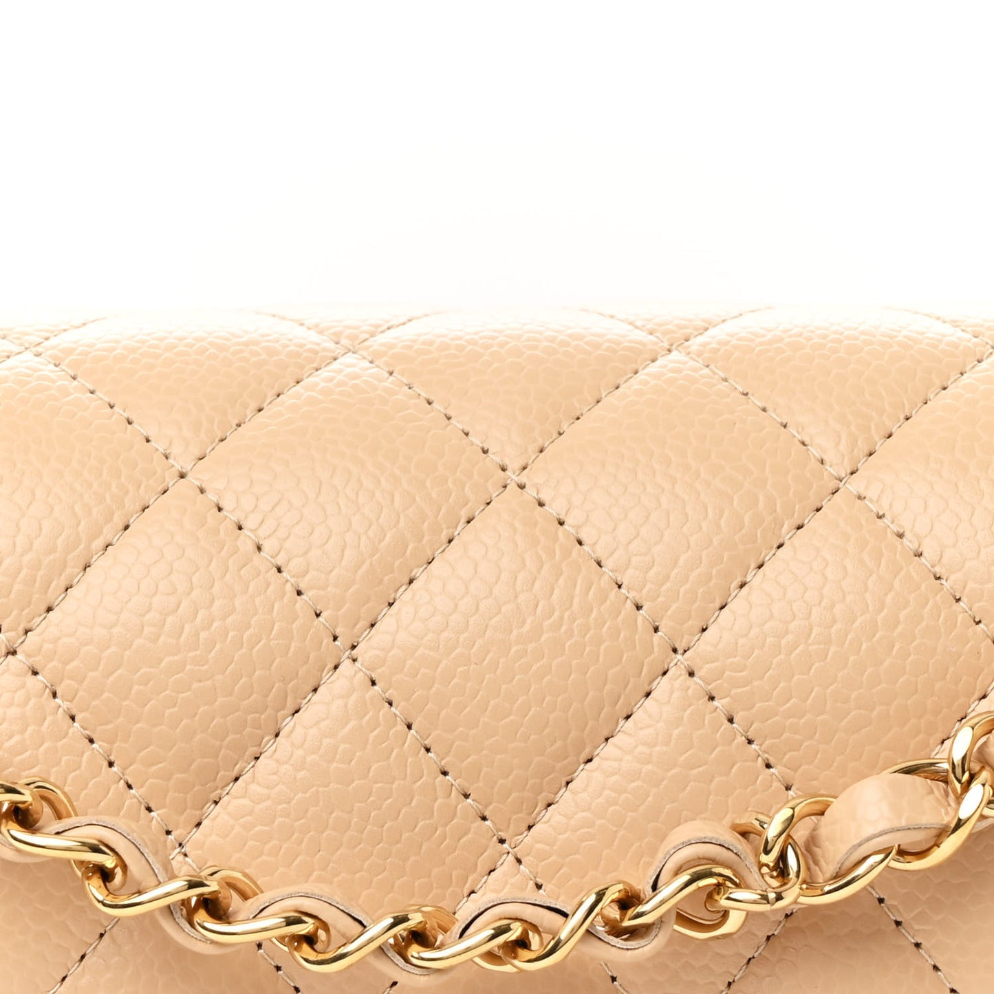 Caviar Quilted Medium Double Flap Beige