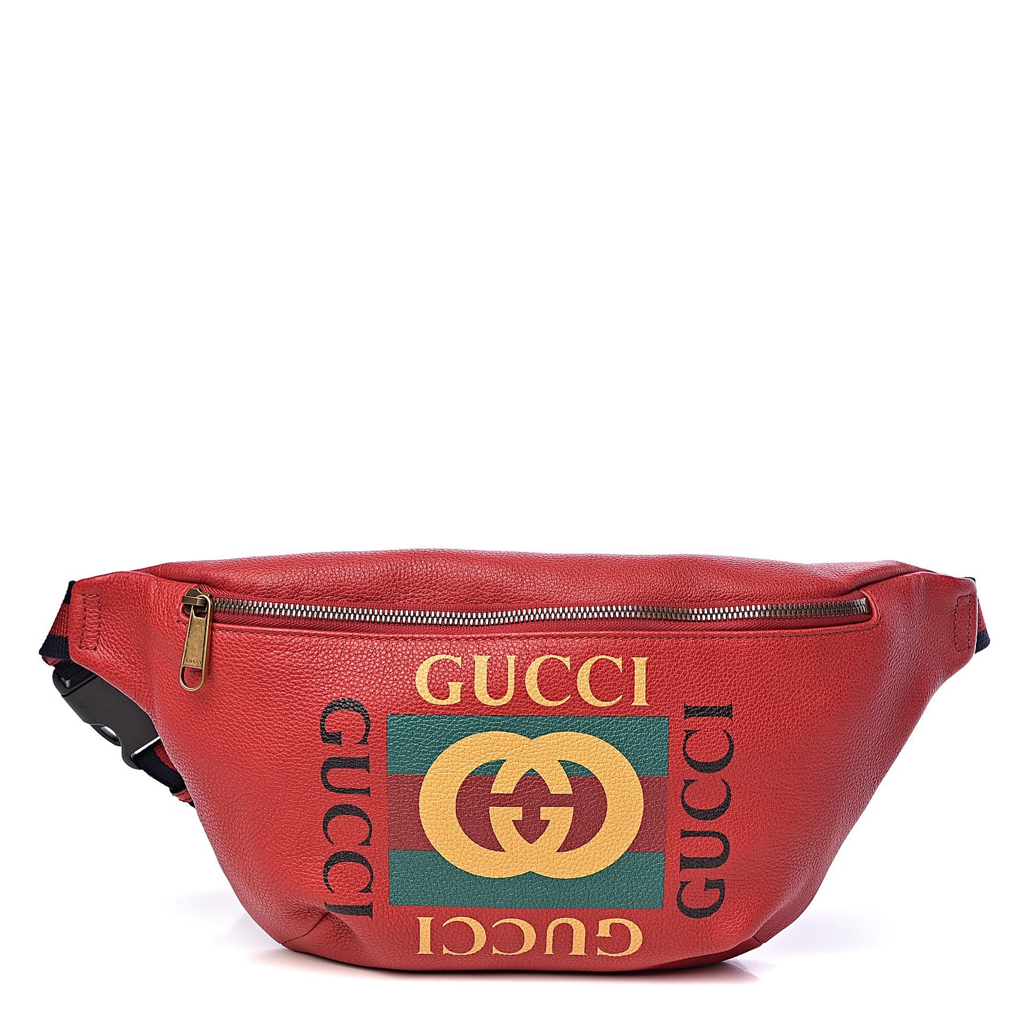 Grained Calfskin Logo Belt Bag Hibiscus Red