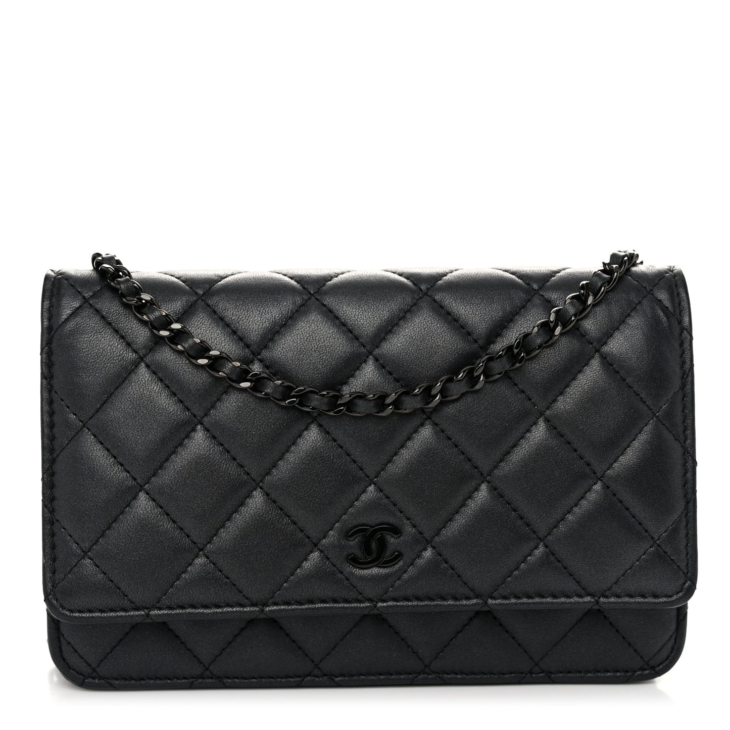 Lambskin Quilted Wallet On Chain WOC So Black