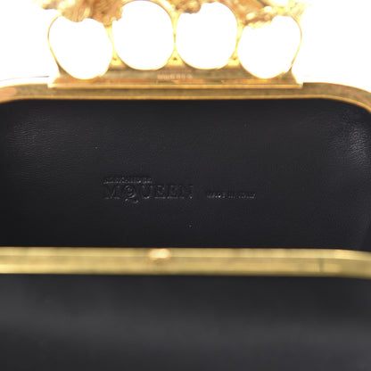 Alexander McQueen Satin Floral Knuckle Duster Box Clutch Black 8 of 8