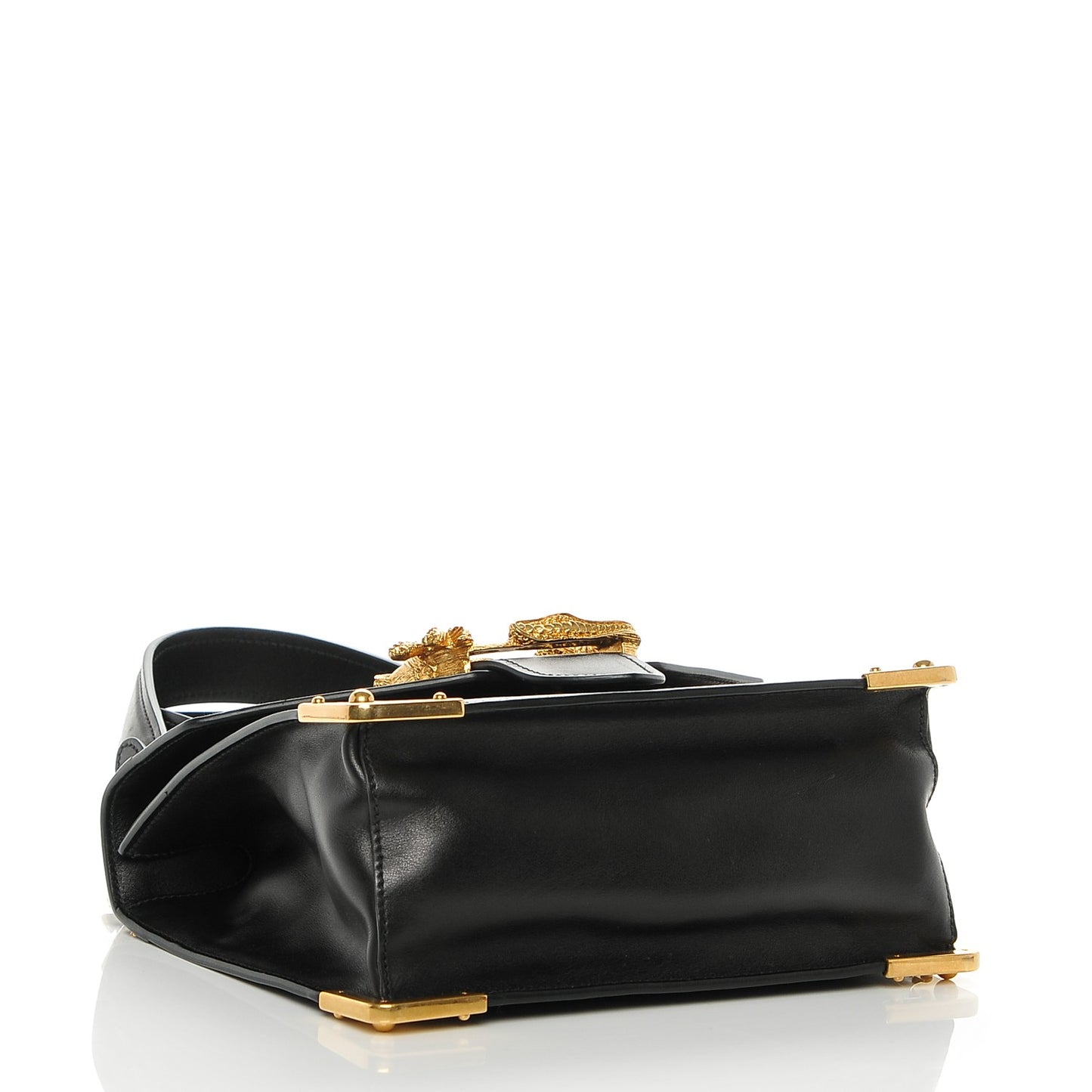 City Calf Saffiano Animalier Top Handle Bag Black