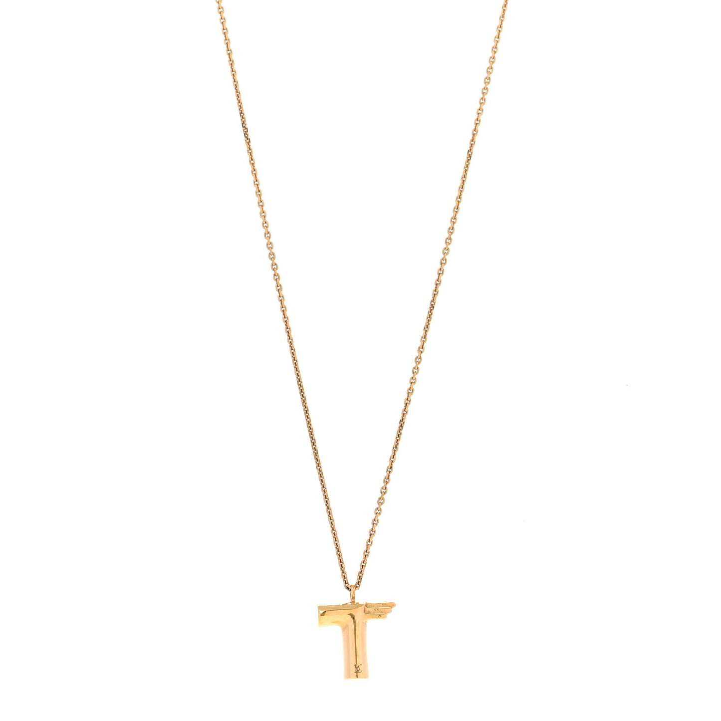 Metal LV And Me Letter T Necklace Gold