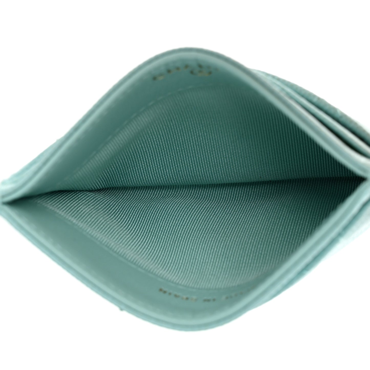 Caviar Quilted Card Holder Light Blue