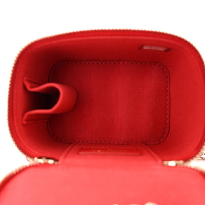Chanel Caviar Quilted Mini Vanity Case With Chain Red 5 of 11
