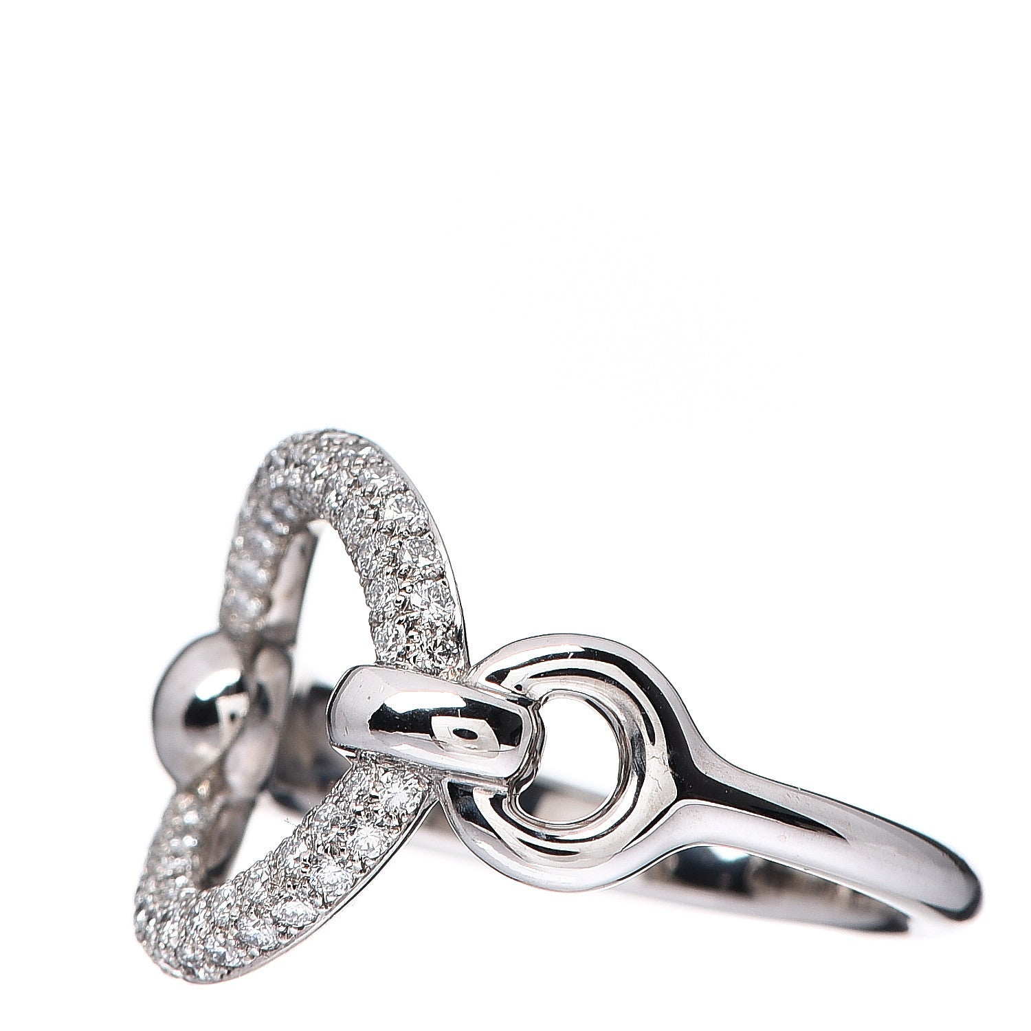 Hermes 18K White Gold Diamond Filet d'Or Ring 53 6.25 2 of 5