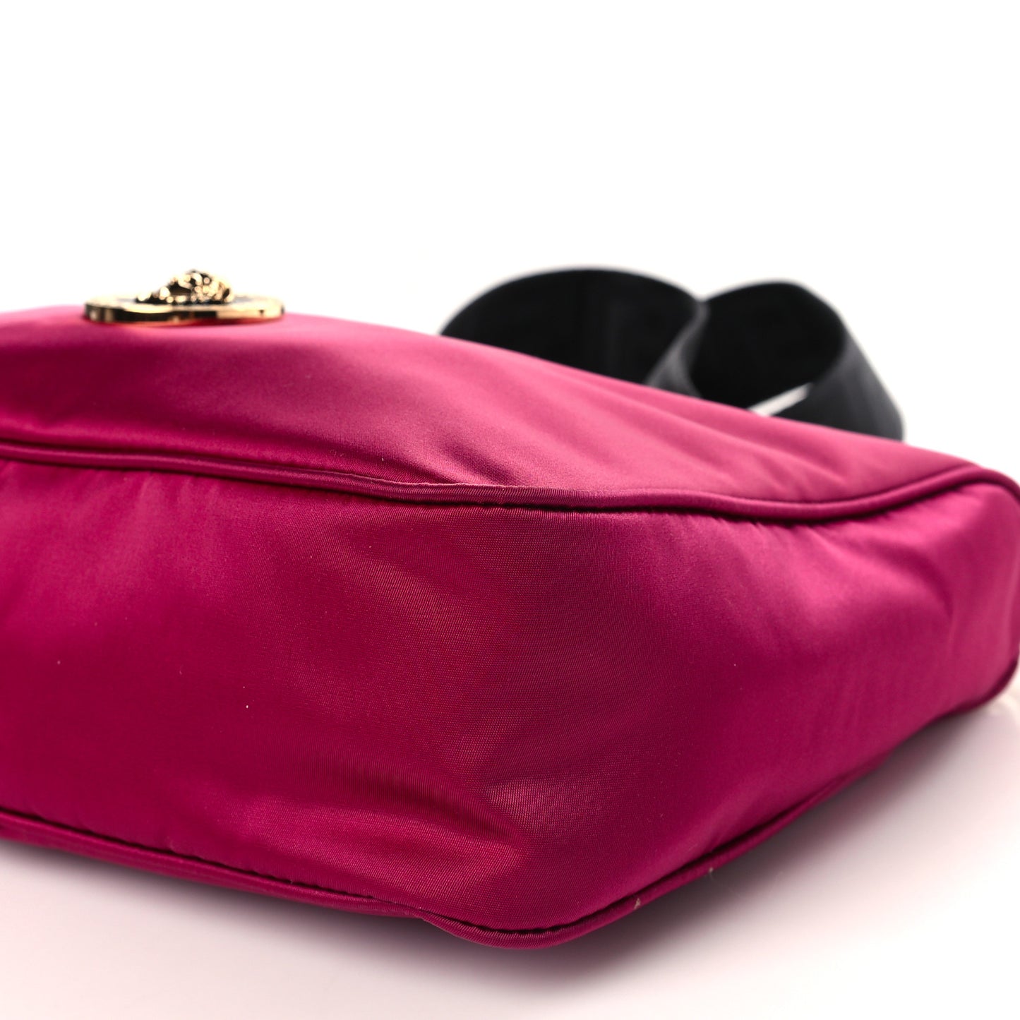 Nylon Tribute Chain Crossbody Shoulder Bag Dark Pink Black