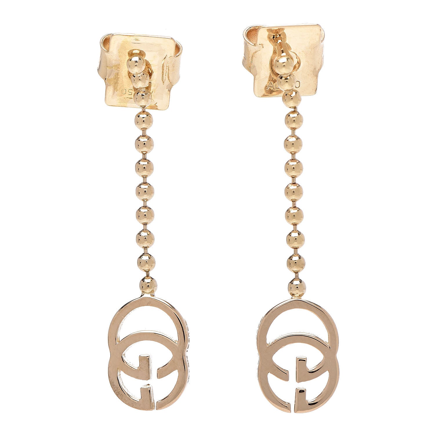 Gucci 18K Yellow Gold Running G Drop Earrings 1 of 5
