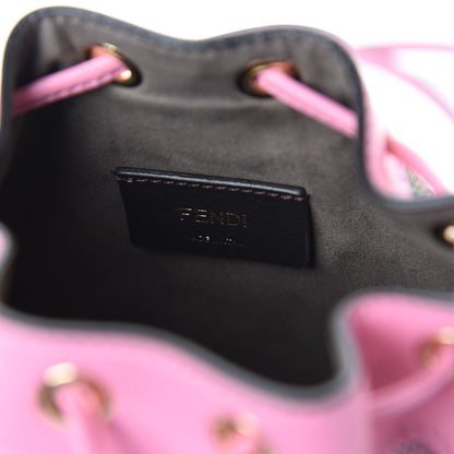 Fendi Raffia Vitello Seta F is Fendi Pequin Gingham Woven Mini Mon Tresor Bucket Bag Military Rosa Lollypop 6 of 9