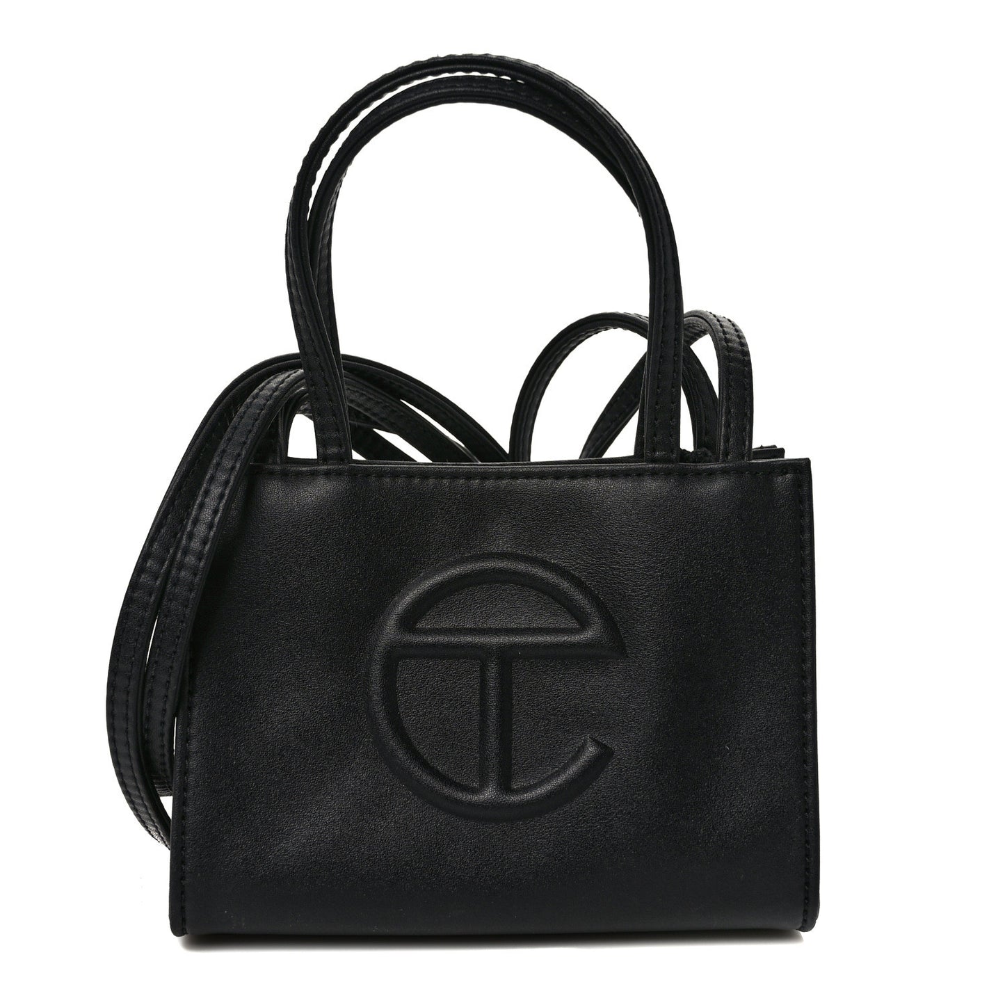 Vegan Leather Small Shopping Bag Black