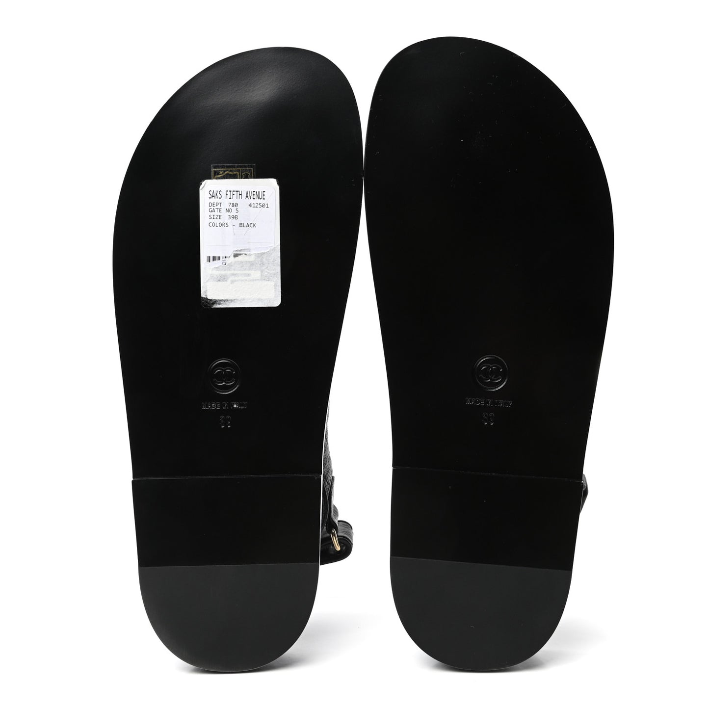 Grained Calfskin Velcro Dad Sandals 39 Black