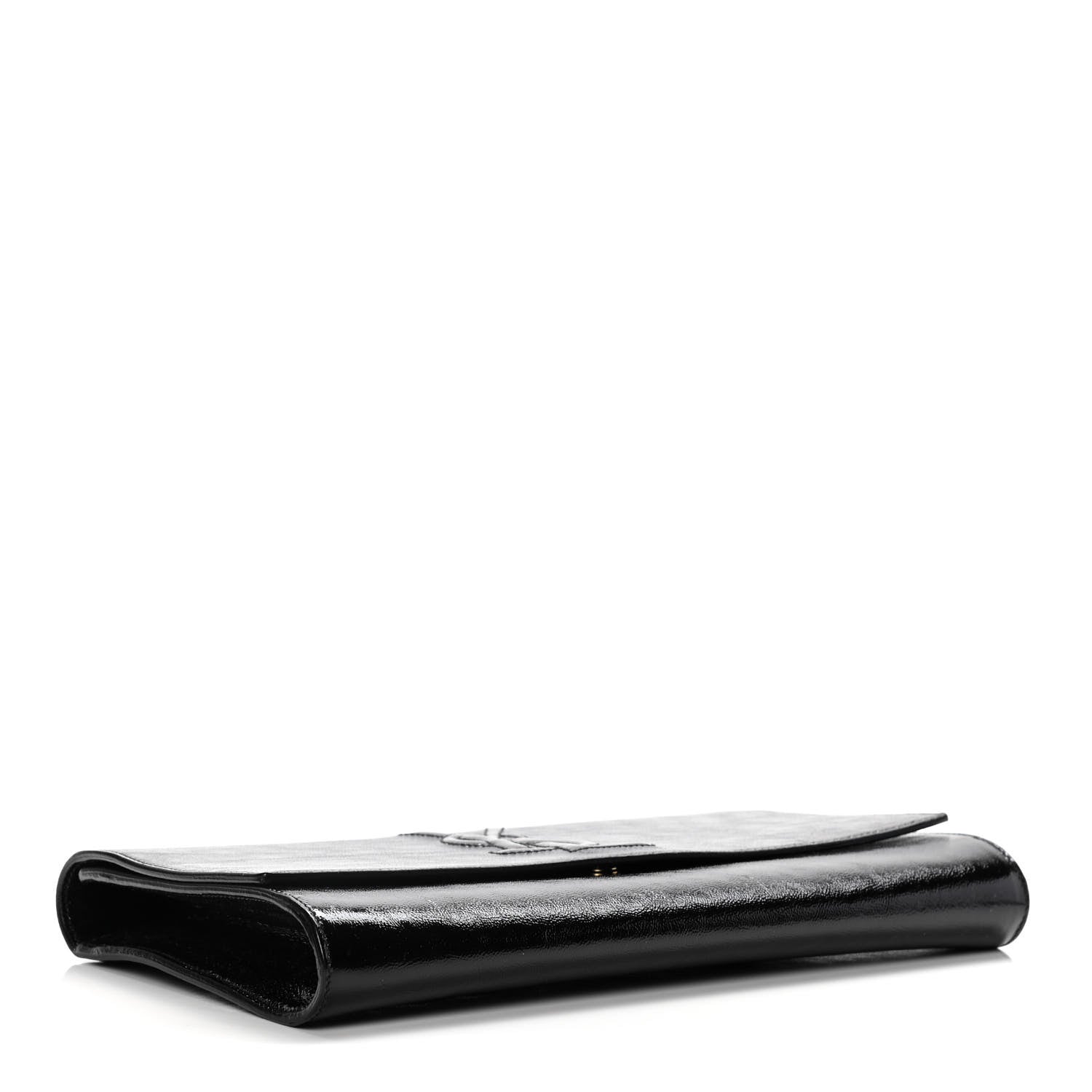 Saint Laurent Textured Patent Monogram Large Belle De Jour Clutch Black 4 of 13