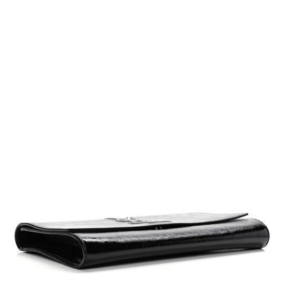 Saint Laurent Textured Patent Monogram Large Belle De Jour Clutch Black 4 of 13