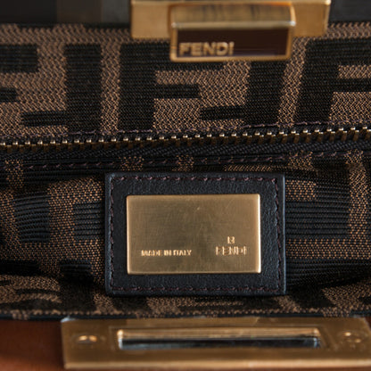 Fendi Goatskin Zucca Medium Peekaboo Iconic Satchel Cuoio Tobacco Moro 6 of 8