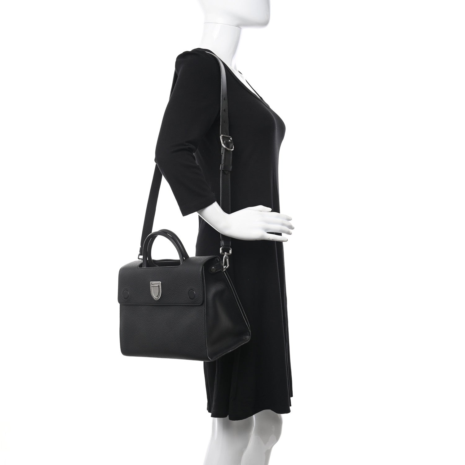 Christian Dior Grained Calfskin Medium Diorever Flap Black 2 of 11